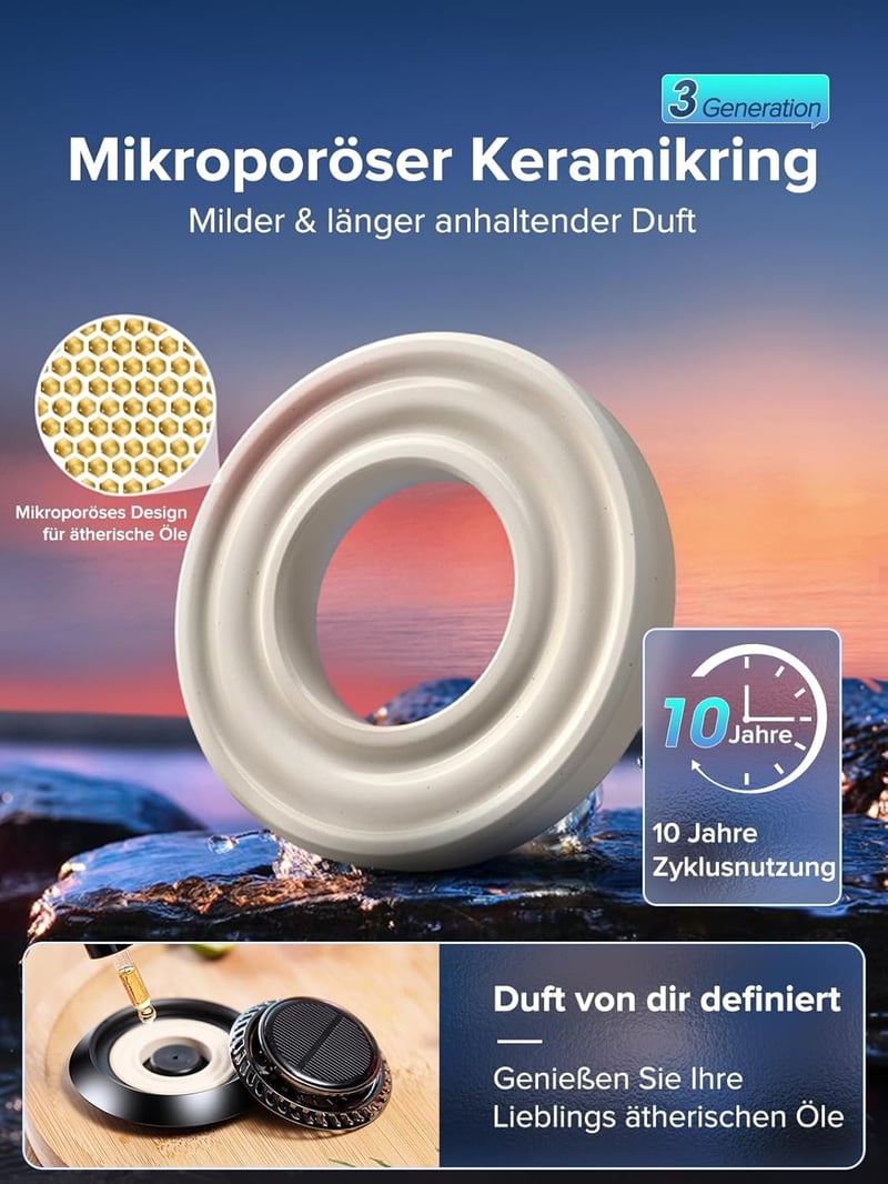 Ceeniu UFO 2024 Napelemes Autó Illatosító, Zöld Energia Autó Parfüm, Prémium Autó Deodor - Intense (cologne + azure ocean)