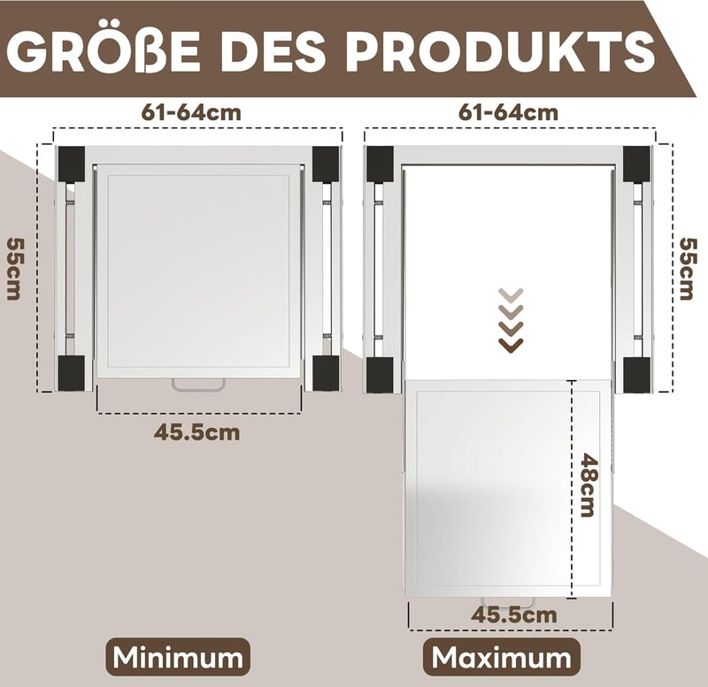 lesolar 24 Colos Univerzális Összekötő Keret Mosógép és Szárító Közé - 61x55 cm Kihúzható Acéllemez Polccal, Rögzítőpánttal