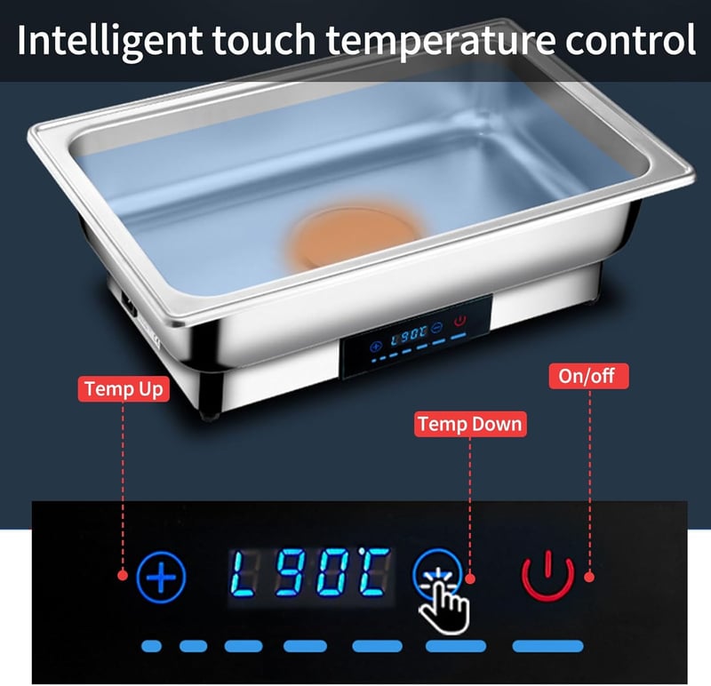 CEIEVER Elektromos Melegítő Edény 9L Rozsdamentes Buffet Melegítő 35-90°C