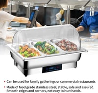 CEIEVER Elektromos Melegítő Edény 9L Rozsdamentes Buffet Melegítő 35-90°C 7