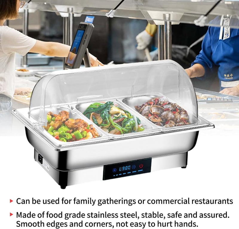 CEIEVER Elektromos Melegítő Edény 9L Rozsdamentes Buffet Melegítő 35-90°C