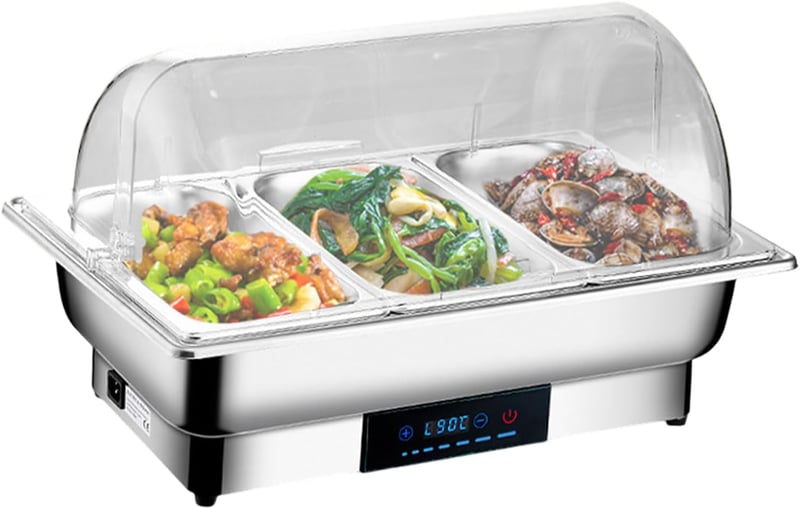 CEIEVER Elektromos Melegítő Edény 9L Rozsdamentes Buffet Melegítő 35-90°C
