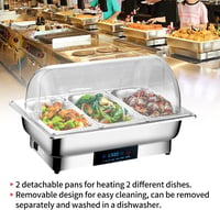 CEIEVER Elektromos Melegítő Edény 9L Rozsdamentes Buffet Melegítő 35-90°C 8