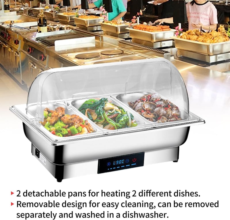 CEIEVER Elektromos Melegítő Edény 9L Rozsdamentes Buffet Melegítő 35-90°C