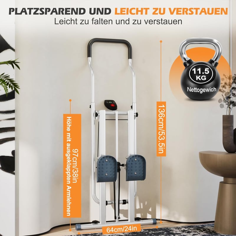 CEIEVER Függőleges Lépcsőzőgép Összecsukható 150kg Terhelhetőséggel LCD Kijelzővel
