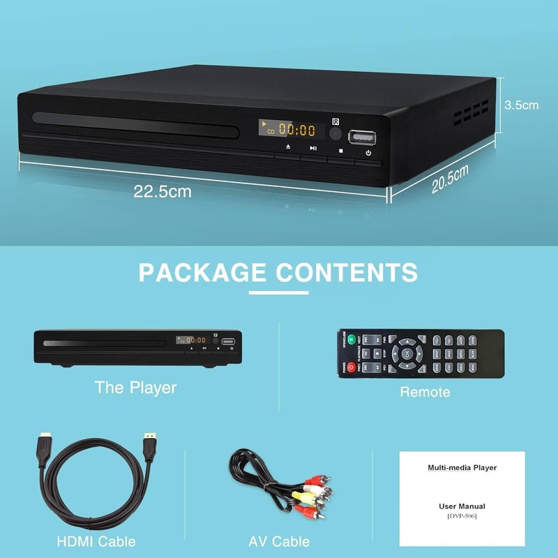 Ceihoit DVD CD lejátszó TV-hez, 1080p felskálázás, minden régió, USB 2.0