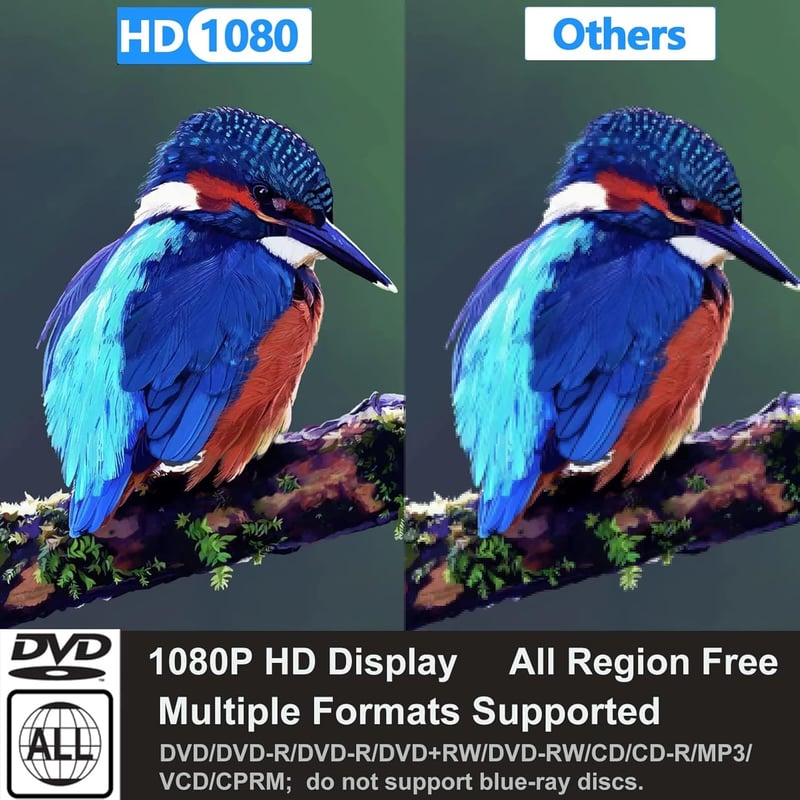 Ceihoit DVD CD lejátszó TV-hez, 1080p felskálázás, minden régió, USB 2.0
