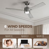 Ventilator de tavan cu lumină și telecomandă: ventilator modern pentru dormitor de 132 cm cu LED reglabil în trei temperaturi de culoare - motor DC silențios reversibil - interior/exterior - 220~240V - 3 viteze - Gri 4