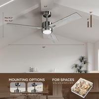 Ventilator de tavan cu lumină și telecomandă: ventilator modern pentru dormitor de 132 cm cu LED reglabil în trei temperaturi de culoare - motor DC silențios reversibil - interior/exterior - 220~240V - 3 viteze - Gri 6