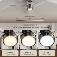 Ventilator de tavan cu lumină și telecomandă: ventilator modern pentru dormitor de 132 cm cu LED reglabil în trei temperaturi de culoare - motor DC silențios reversibil - interior/exterior - 220~240V - 3 viteze - Gri 2