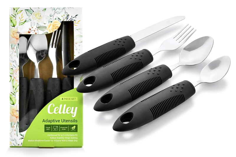Súprava adaptívnych príborov Celley pre seniorov a osoby so zdravotným postihnutím – 4-dielna