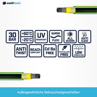 Furtun de grădină Cellfast cu 5 straturi, 3/4 inch, 50 metri, rezistent la UV, anti-alge, verde, conceput pentru utilizare intensă 3
