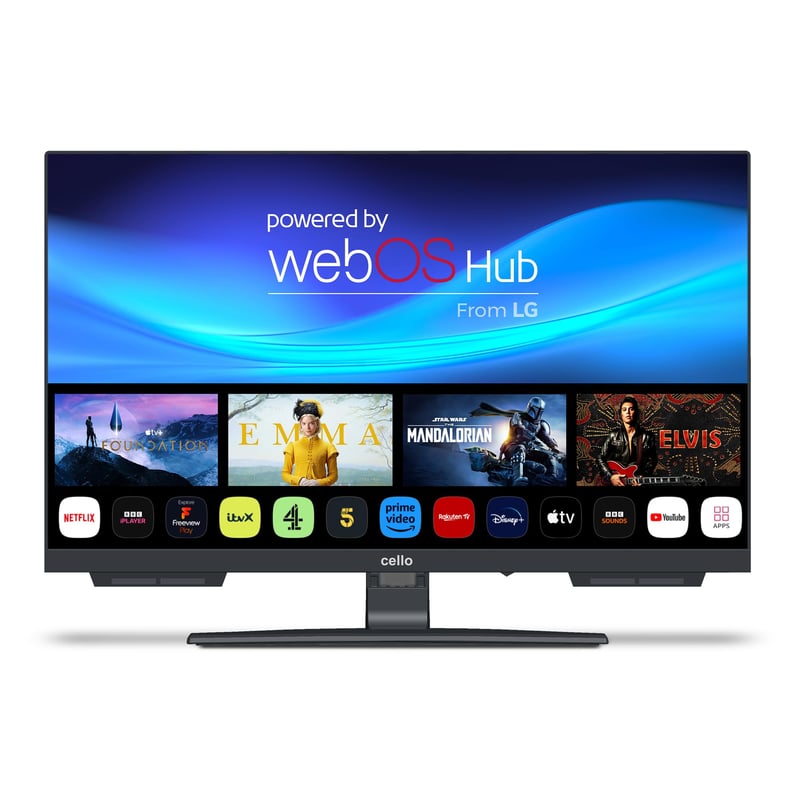 Cello C2224WSH 22-palcový Smart TV s bezrámovým dizajnom, systémom LG WebOS a Bluetooth reproduktorom, vhodný do kuchyne, spálne alebo malých miestností