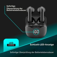 Căști Bluetooth True Wireless cellularline CORE cu carcasă de încărcare, afișaj LED, 16 ore de redare, control tactil, negru 3