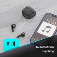 Căști Bluetooth True Wireless cellularline CORE cu carcasă de încărcare, afișaj LED, 16 ore de redare, control tactil, negru 5