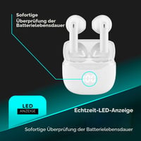 Căști Bluetooth True Wireless cellularline CORE cu carcasă de încărcare, afișaj LED, 16 ore de redare, control tactil, alb 3