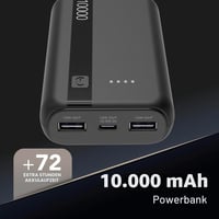 Cellularline Power Bank 10000 mAh - USB-C bemenet 10,5W, USB kimenet 12W, Li-ion akkumulátor, LED töltöttségjelző - Fekete 3