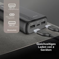 Power banka Cellularline 20000 mAh – vstup USB-C 10,5 W, výstup USB 12 W, lítium-iónová batéria, LED indikátor nabíjania – čierna 2