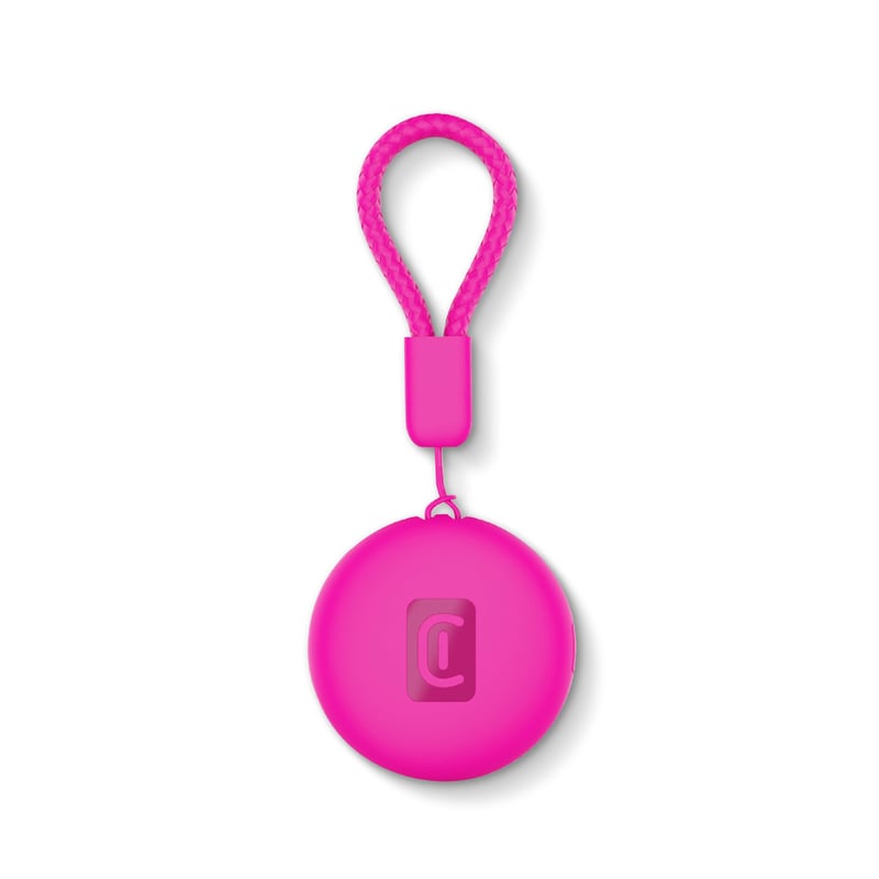 Cellularline Tracy Tag rózsaszín Android okosnyomkövető Google Find My Device alkalmazással, AirTag kiegészítőkkel kompatibilis, cserélhető elemmel