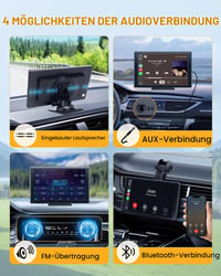 Afișaj auto Android CEMOFE de 8 inchi, Apple CarPlay wireless, ecran tactil portabil cu cameră de marșarier, Mirror Link, navigație GPS, control vocal, AUX, FM 4