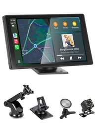 Afișaj auto Android CEMOFE de 8 inchi, Apple CarPlay wireless, ecran tactil portabil cu cameră de marșarier, Mirror Link, navigație GPS, control vocal, AUX, FM 1