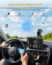 Afișaj auto Android CEMOFE de 8 inchi, Apple CarPlay wireless, ecran tactil portabil cu cameră de marșarier, Mirror Link, navigație GPS, control vocal, AUX, FM 3