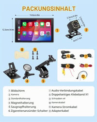 Afișaj auto Android CEMOFE de 8 inchi, Apple CarPlay wireless, ecran tactil portabil cu cameră de marșarier, Mirror Link, navigație GPS, control vocal, AUX, FM 8