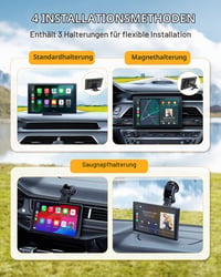 Afișaj auto Android CEMOFE de 8 inchi, Apple CarPlay wireless, ecran tactil portabil cu cameră de marșarier, Mirror Link, navigație GPS, control vocal, AUX, FM 7