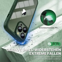 Husă de protecție 360° CENHUFO pentru iPhone 13 Pro cu sticlă securizată integrată și protecție pentru cameră - verde 5