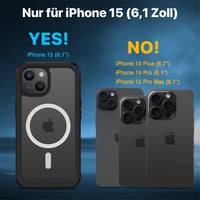 CENHUFO iPhone 15 MagSafe 360°-os tok beépített edzett üveg kijelzővédővel - fekete 7