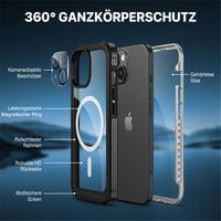 CENHUFO iPhone 15 MagSafe 360°-os tok beépített edzett üveg kijelzővédővel - fekete 2