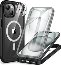 CENHUFO iPhone 15 MagSafe 360°-os tok beépített edzett üveg kijelzővédővel - fekete 1
