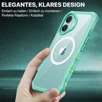 CENHUFO puzdro pre iPhone 16 Plus MagSafe so vstavaným skleneným chráničom displeja a ochranou fotoaparátu – zelené 7