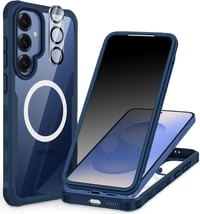 CENHUFO Samsung Galaxy S25 mágneses tok, beépített adatvédelmi üveg és kamera védelemmel, 360° ütésálló kék - S25, blue 1