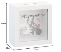 Svadobná pokladnička Cepewa z MDF materiálu, biela, 14,5 x 6,5 x 14,5 cm, darčeková krabička na peniaze 2