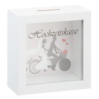 Svadobná pokladnička Cepewa z MDF materiálu, biela, 14,5 x 6,5 x 14,5 cm, darčeková krabička na peniaze 1