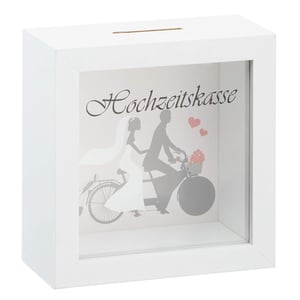 Svadobná pokladnička Cepewa z MDF materiálu, biela, 14,5 x 6,5 x 14,5 cm, darčeková krabička na peniaze