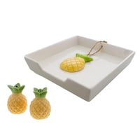 Set de solnițe pentru sare și piper din ceramică în formă de ananas, 2 piese, galben-verde, stare impecabilă (fără suport pentru șervețele) (stare: vezi a doua fotografie) 4