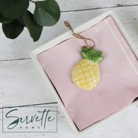 Set de solnițe pentru sare și piper din ceramică în formă de ananas, 2 piese, galben-verde, stare impecabilă (fără suport pentru șervețele) (stare: vezi a doua fotografie) 6