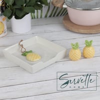 Set de solnițe pentru sare și piper din ceramică în formă de ananas, 2 piese, galben-verde, stare impecabilă (fără suport pentru șervețele) (stare: vezi a doua fotografie) 5