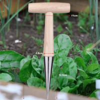 Plantator de bulbi Cerioll cu mâner din lemn, unealtă de plantat din oțel inoxidabil cu scală de măsurare, set pentru plantarea bulbilor de flori 2