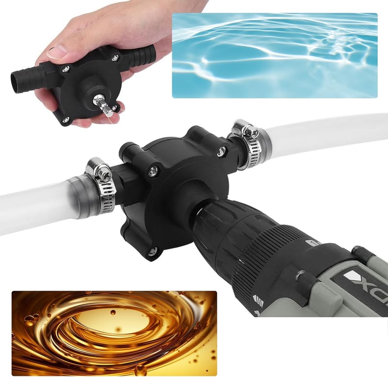Cerioll Mini Elektromos Pumpa Fúrógéphez - Víz Olaj Dízel Folyadék Átpumpáláshoz 25L/perc Fekete