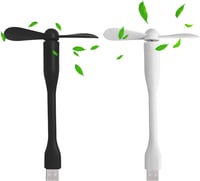 Cerioll Mini USB Ventilátor 90mm Hajlékony Nyakkal, 2db Hordozható USB Ventillátor PC Laptop Powerbank Fekete Fehér 1
