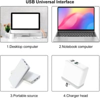 Cerioll Mini USB Ventilátor 90mm Hajlékony Nyakkal, 2db Hordozható USB Ventillátor PC Laptop Powerbank Fekete Fehér 7