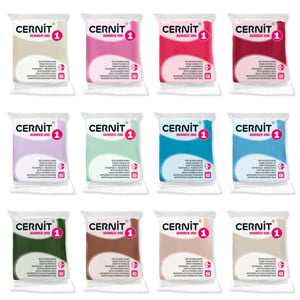 Set plastilină Cernit N°1, 12 x 56 g, culori pastelate asortate, argilă pentru modelaj