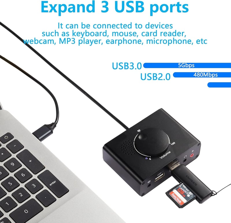 CERRXIAN R USB hangkártya hangerő szabályozással PC laptop Mac kompatibilis