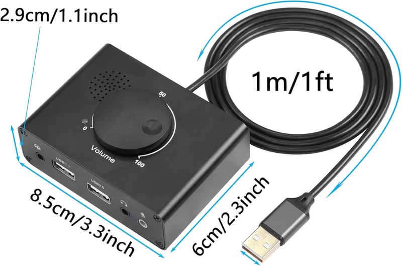 CERRXIAN R USB hangkártya hangerő szabályozással PC laptop Mac kompatibilis