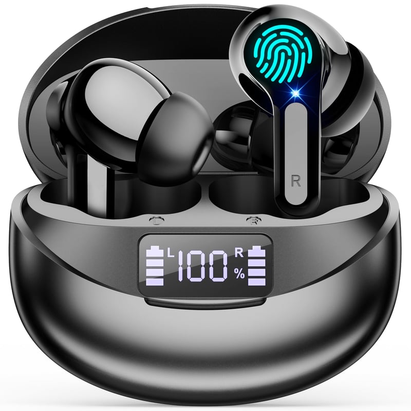 Căști wireless Cervanta cu Bluetooth 5.3, încărcare USB-C, sunet stereo in-ear