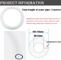 CESFONJER Átlátszó PVC Cső 3m - 8mm Belső / 10mm Külső Átmérő - Ipari Felhasználásra - Csővágóval - Rugalmas, Kopásálló Műanyag Tömlő 2