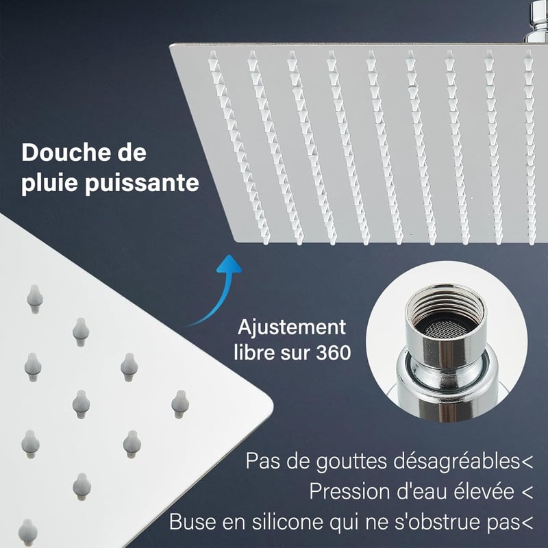 Cesinkin LED zuhanyfej 40x40cm négyzet alakú rozsdamentes acél